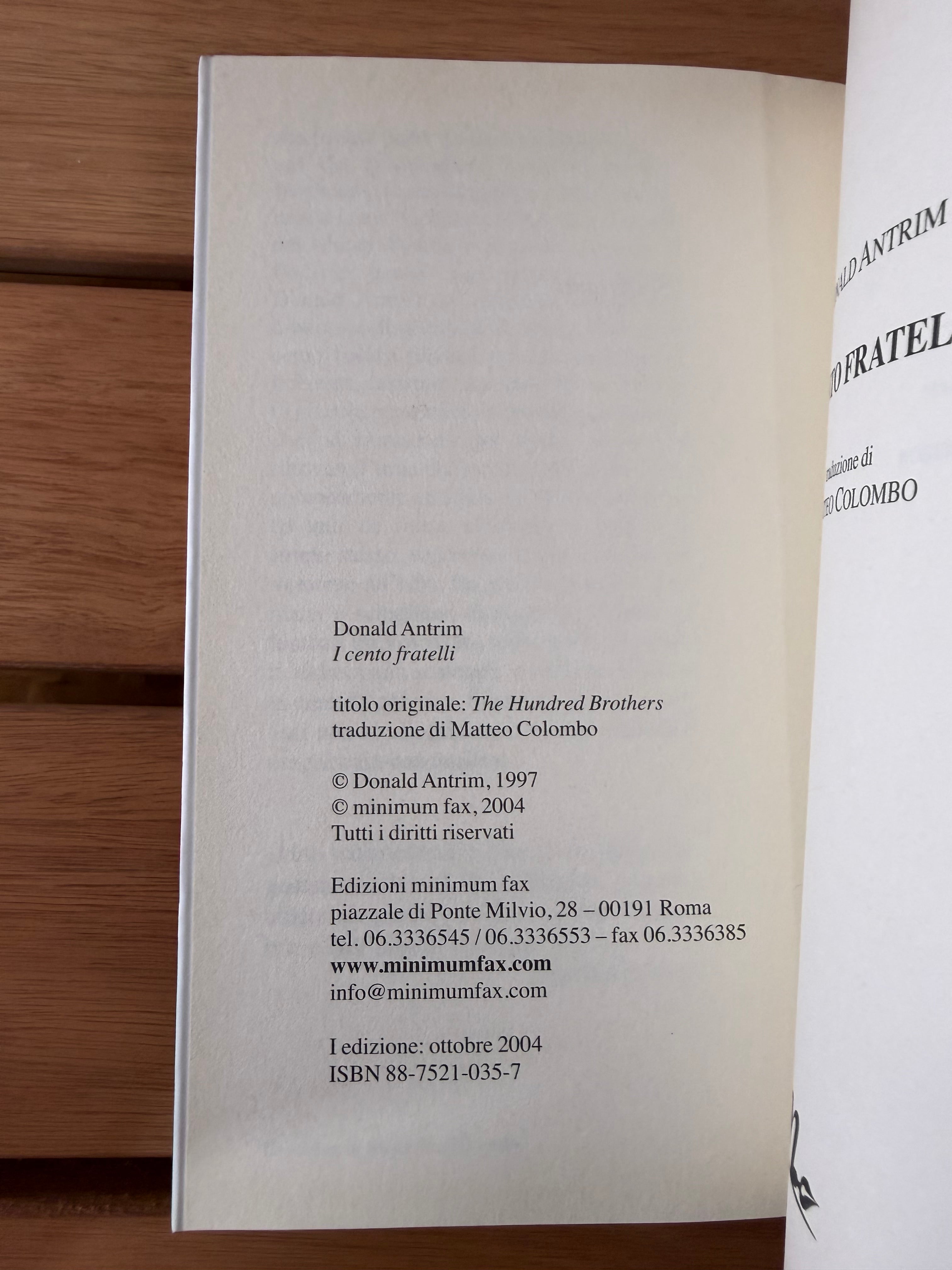 I cento fratelli - Donald Antrim