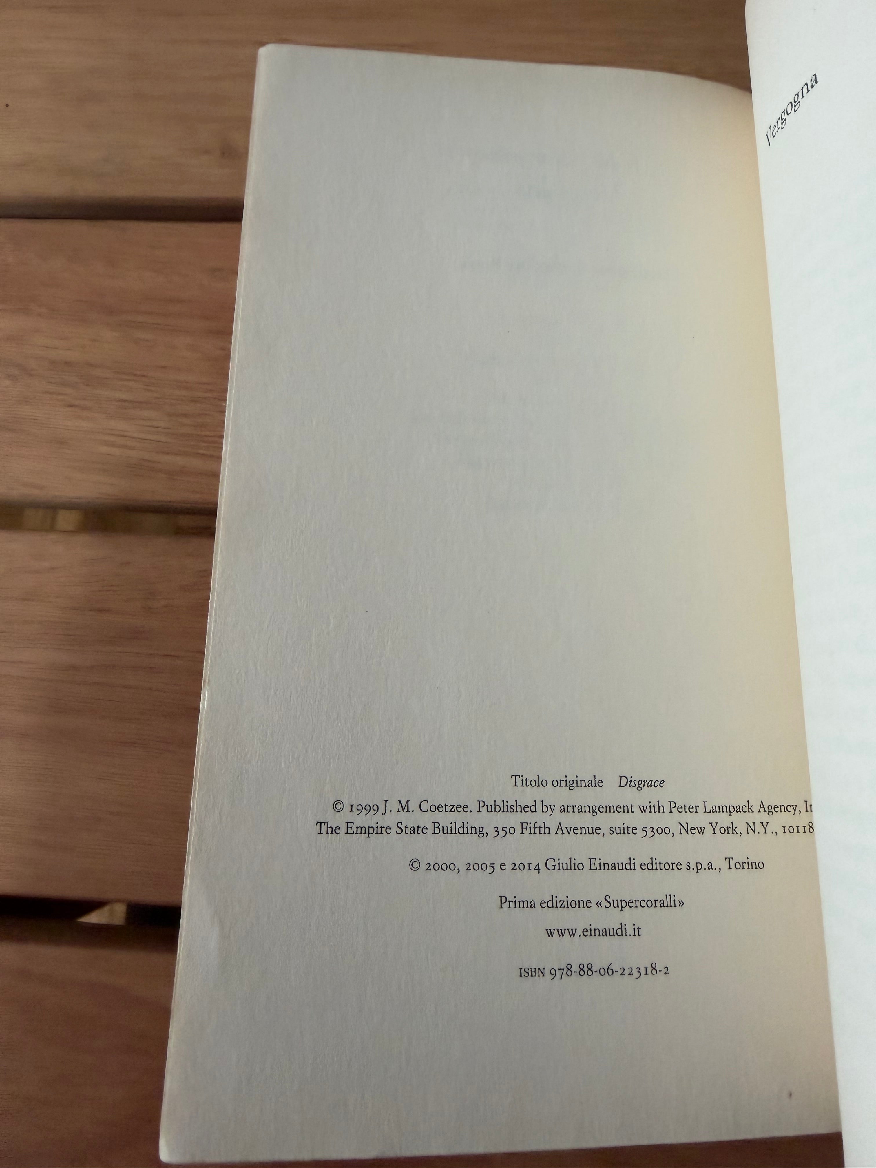 Vergogna - J. M. Coetzee