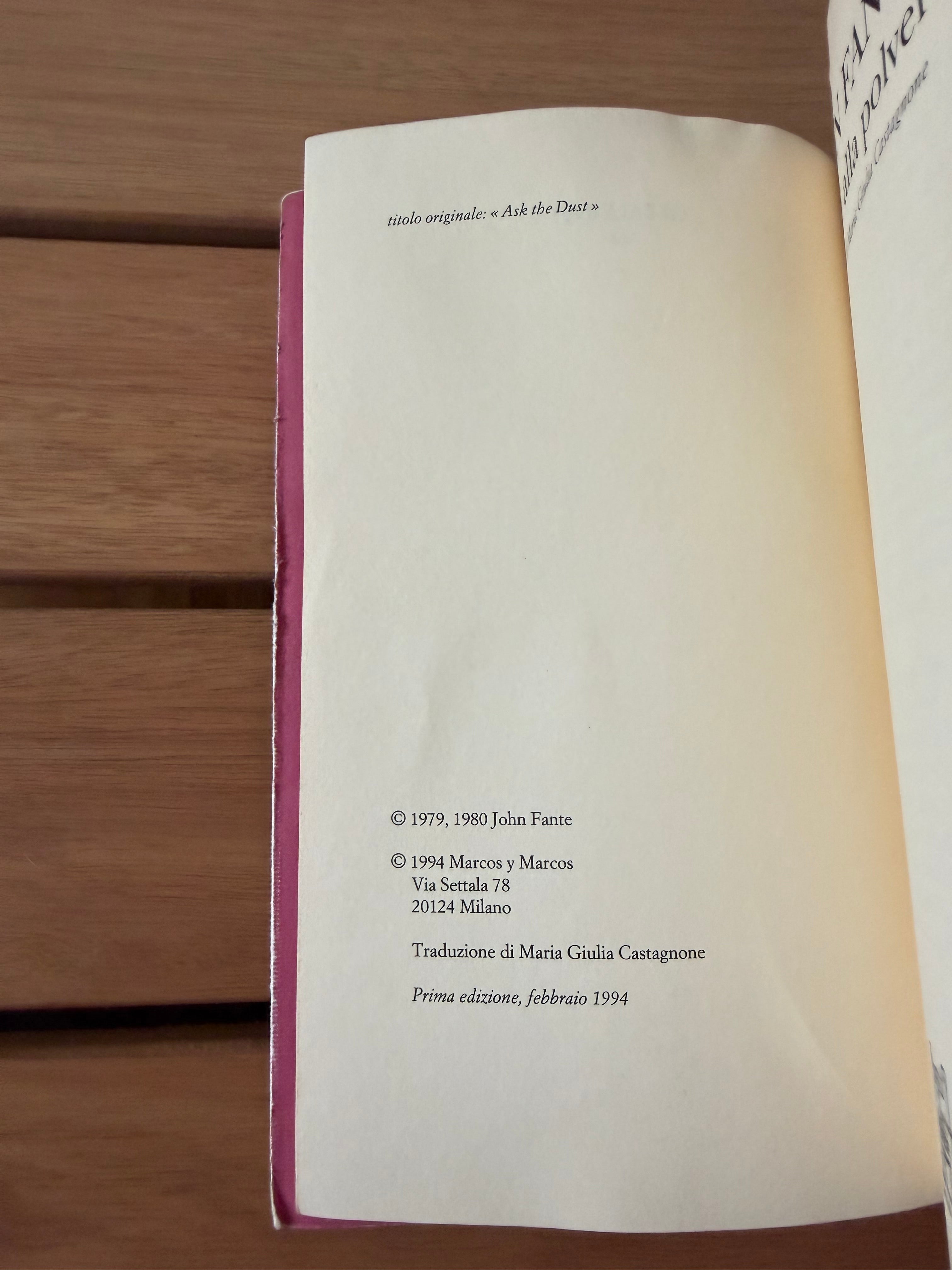 Chiedi alla polvere - John Fante