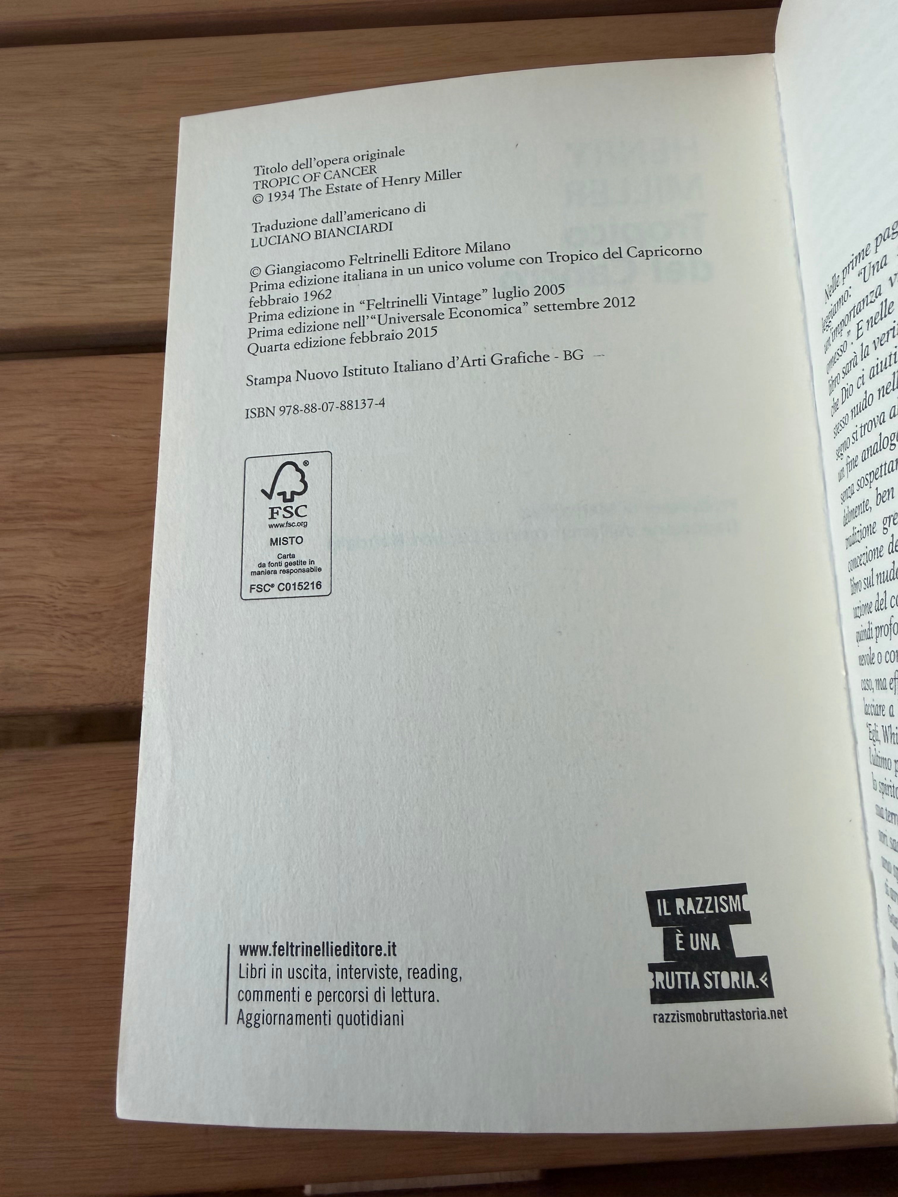 Tropico del cancro - Henry Miller