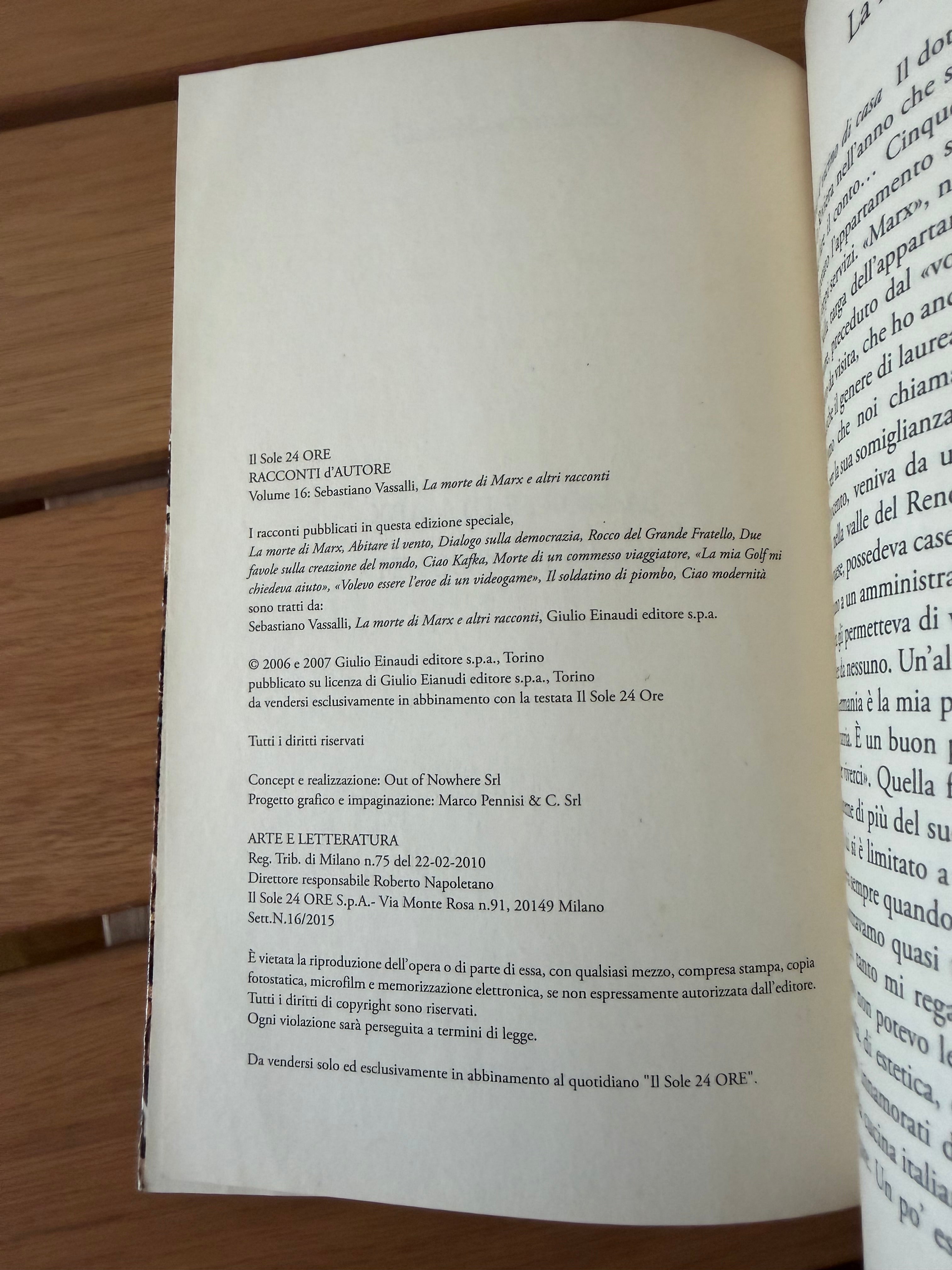 La morte di Marx e altri racconti - Sebastiano Vassalli