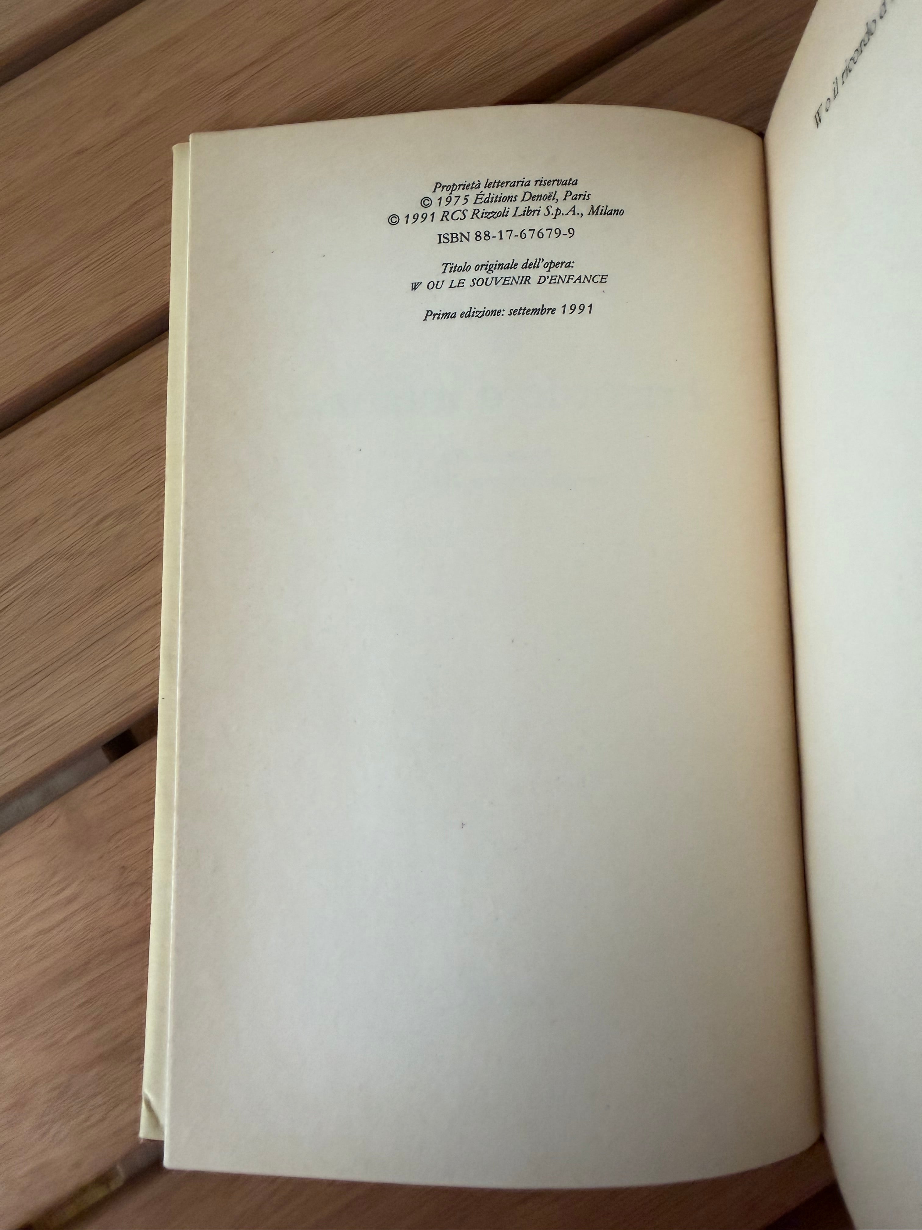 W o Il ricordo d'infanzia - Georges Perec