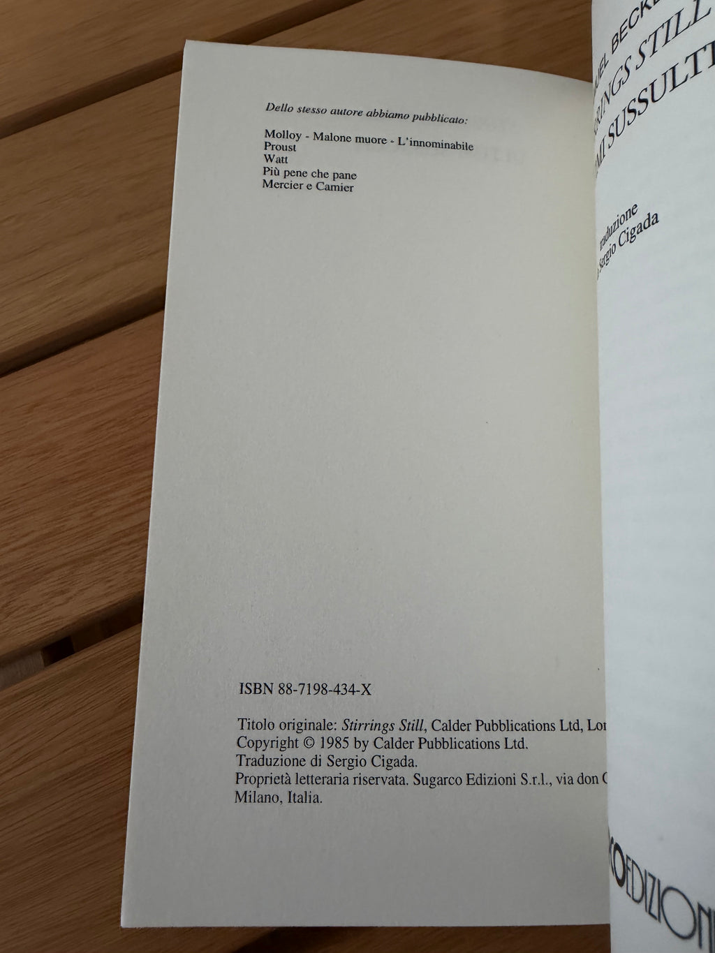 Stirrings still: Ultimi sussulti - Samuel Beckett